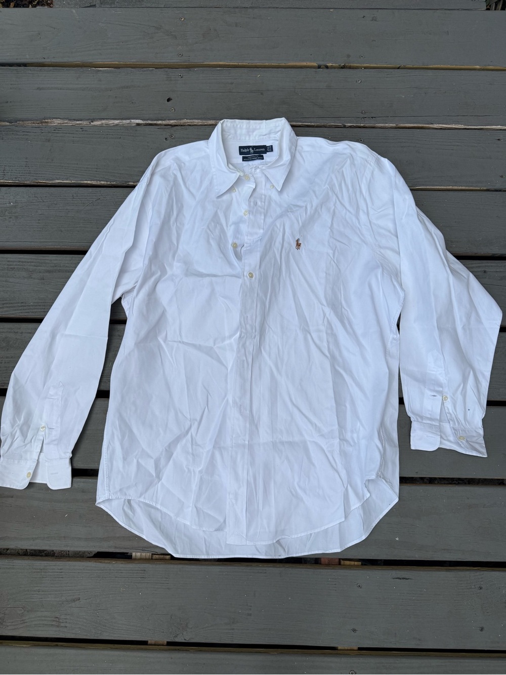 Ralph Lauren Shirt Men's 17.5 White 100% Cotton Yarmouth